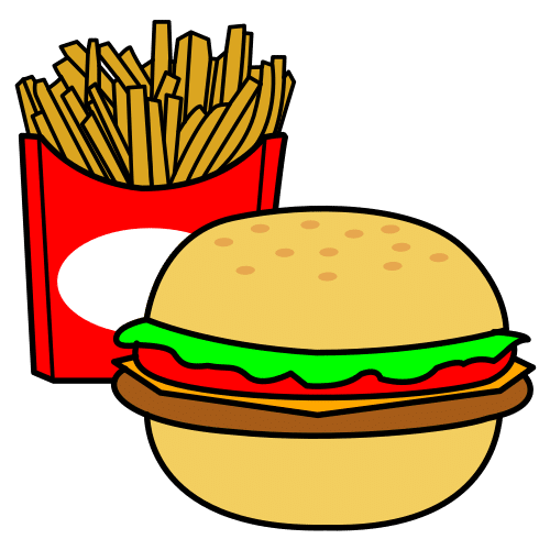 Pictograma de hamburguesa y patatas fritas para niños con autismo y TEA