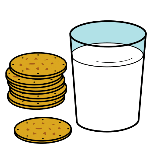 Pictograma de leche y galletas para niños con autismo y TEA