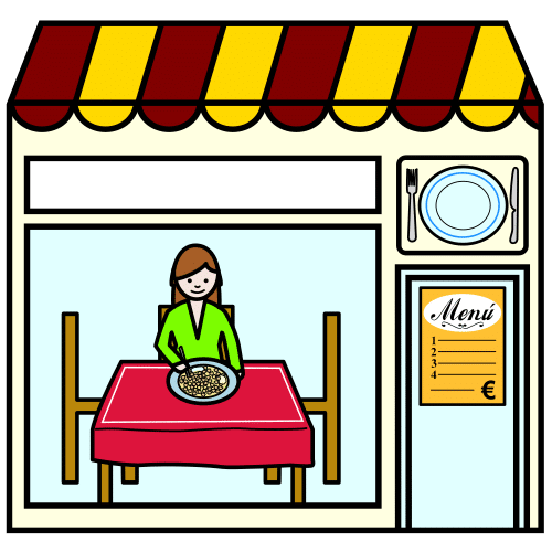 Pictograma de restaurante para niños con TEA