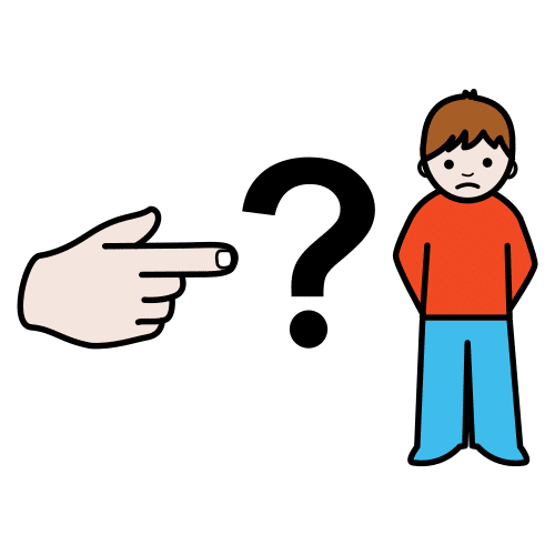 Pictograma de ¿qué has hecho? para niños con autismo y TEA