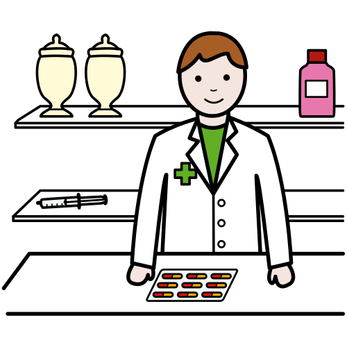 Pictograma de farmacéutico para niños con TEA