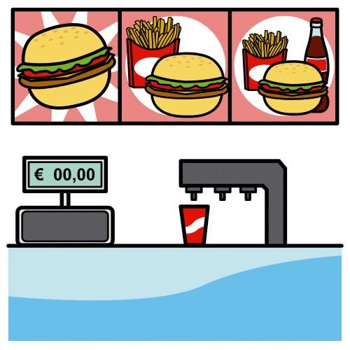 Pictograma de hamburguesería para niños con TEA