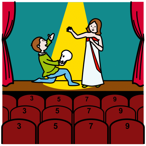 Pictograma de obra de teatro para niños con TEA