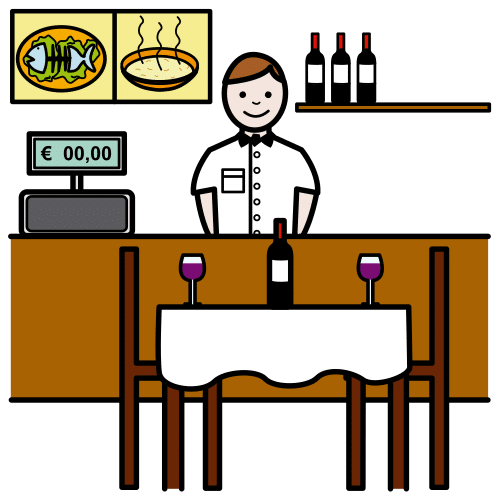 Pictograma de restaurante para niños con TEA