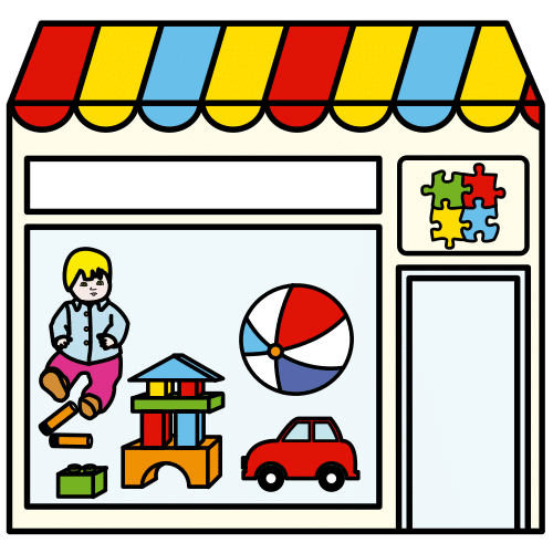 Pictograma de tienda de juguetes para niños con autismo y TEA