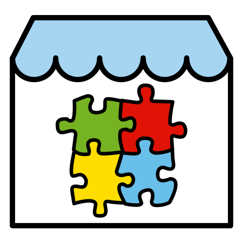 Pictograma de tienda de juguetes para niños con autismo y TEA