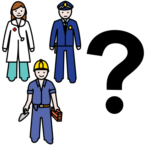 Pictograma de ¿cuál es tu profesión? para niños con autismo y TEA