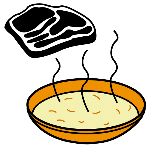 Pictograma de sopa de carne para niños con autismo y TEA