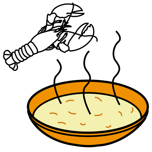 Pictograma de sopa de marisco para niños con autismo y TEA