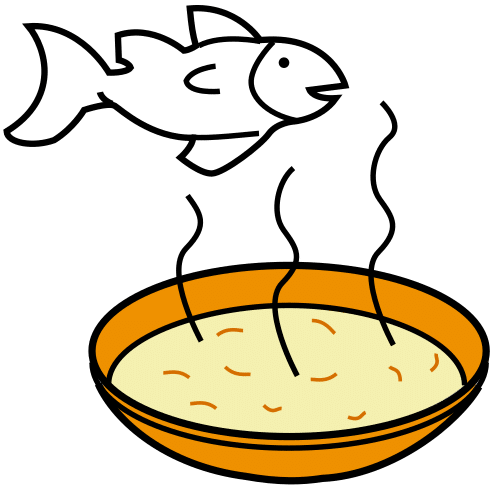 Pictograma de sopa de pescado para niños con autismo y TEA