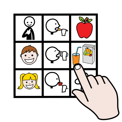 Pictograma de utilizar el tablero de comunicación para niños con TEA