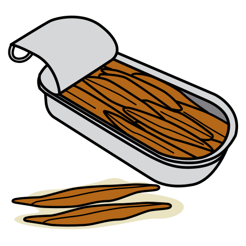 Pictograma de lata de anchoas para niños con autismo y TEA
