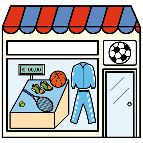 Pictograma de tienda de deportes para niños con autismo y TEA