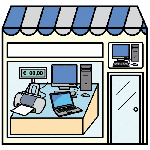 Pictograma de tienda de informática para niños con autismo y TEA