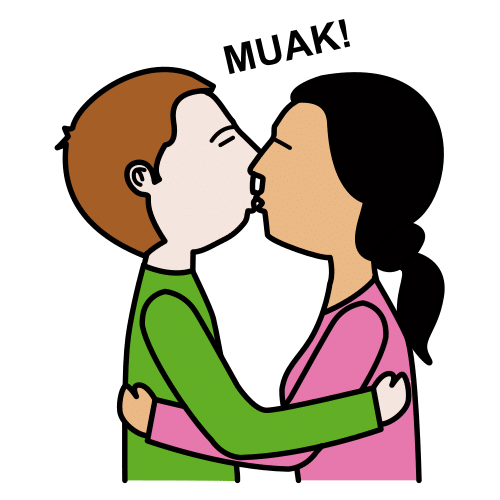 Pictograma de beso para niños con autismo y TEA