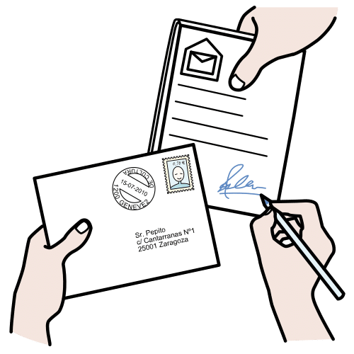 Pictograma de carta certificada para niños con autismo y TEA