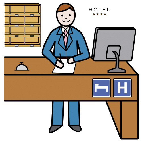 Pictograma de recepcionista para niños con TEA