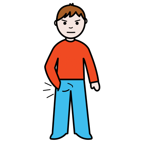 Pictograma de meterse la mano en el pantalón para niños con autismo y TEA