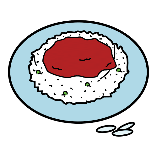 Pictograma de arroz con tomate para niños con autismo y TEA