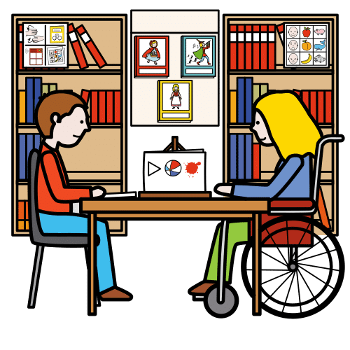 Pictograma de biblioteca adaptada para niños con autismo y TEA