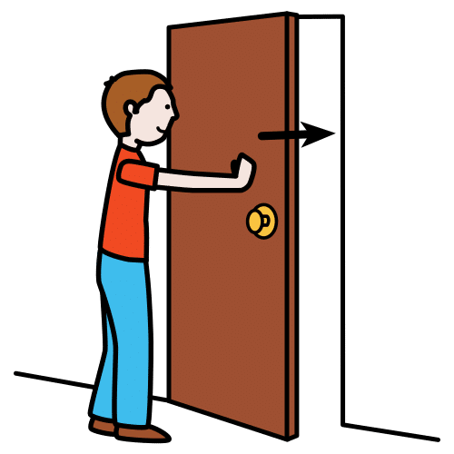 Pictograma de cerrar la puerta para niños con autismo y TEA