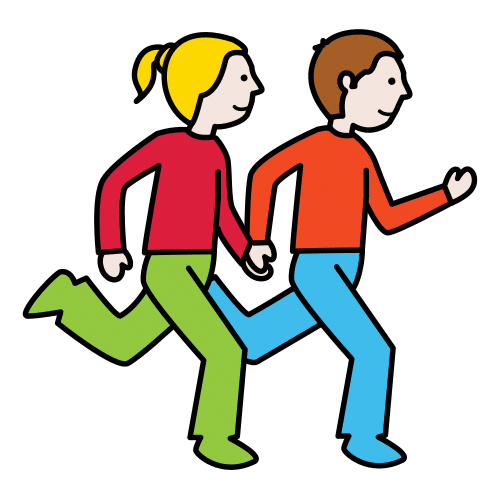 Pictograma de correr de la mano para niños con autismo y TEA