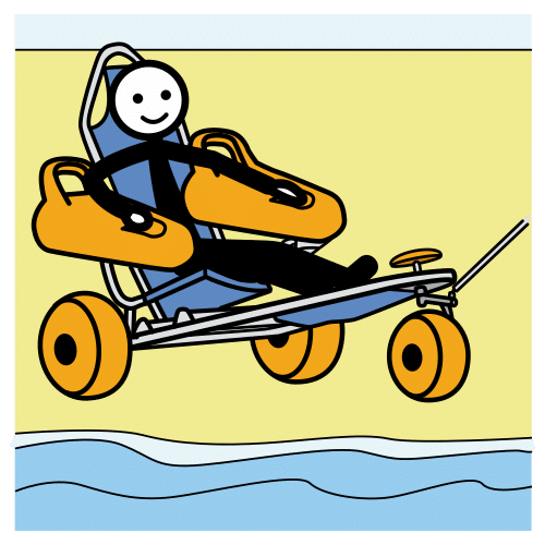 Pictograma de silla de playa adaptada para niños con autismo y TEA