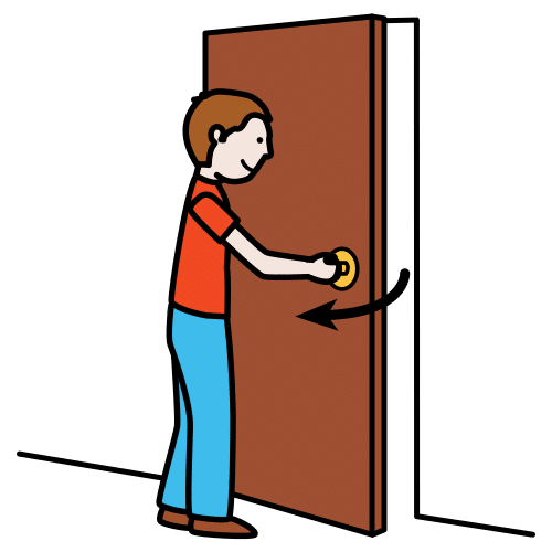 Pictograma de abrir la puerta para niños con autismo y TEA