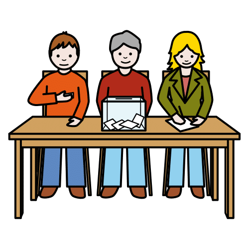 Pictograma de mesa electoral para niños con autismo y TEA