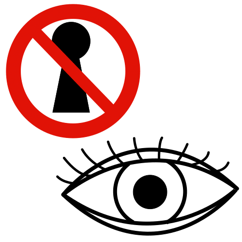 Pictograma de prohibido curiosear para niños con autismo y TEA
