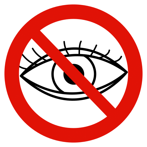 Pictograma de prohibido mirar para niños con autismo y TEA