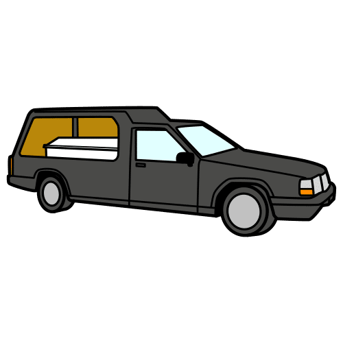 Pictograma de coche fúnebre para niños con autismo y TEA