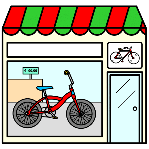 Pictograma de tienda de bicicletas para niños con autismo y TEA
