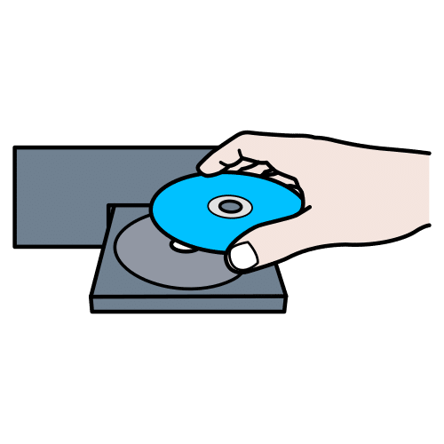 Pictograma de poner un DVD para niños con autismo y TEA