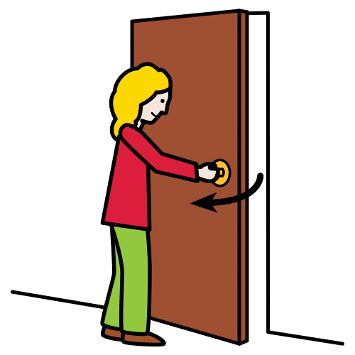 Pictograma de abrir la puerta para niños con autismo y TEA
