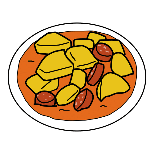 Pictograma de patatas con chorizo para niños con autismo y TEA