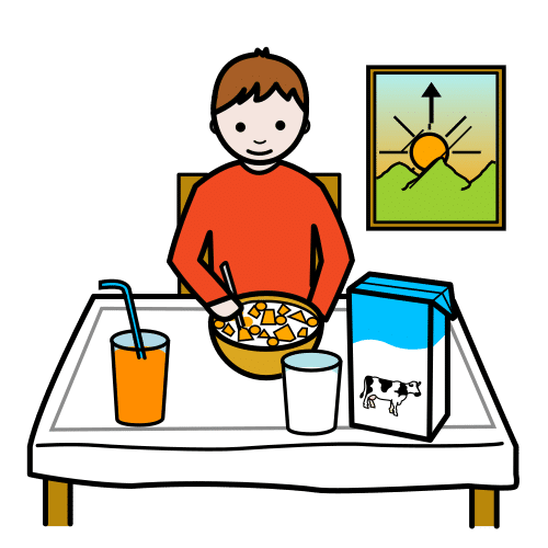 Pictograma de desayunar para niños con TEA