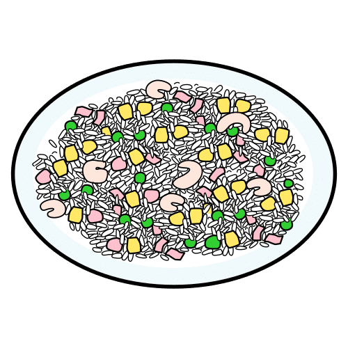 Pictograma de arroz tres delicias para niños con autismo y TEA