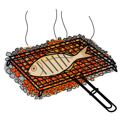 Pictograma de pescado a la parrilla para niños con autismo y TEA