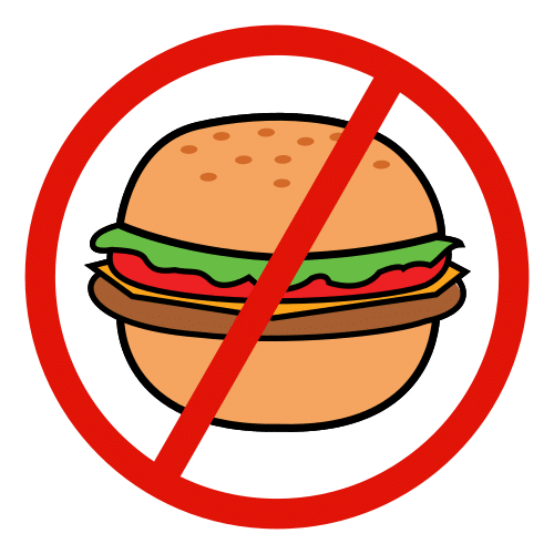 Pictograma de prohibido comer para niños con autismo y TEA