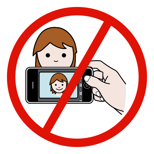 Pictograma de prohibido hacer fotos para niños con autismo y TEA
