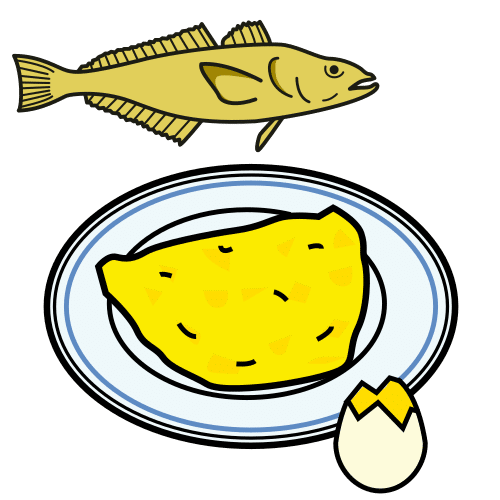 Pictograma de tortilla de bacalao para niños con autismo y TEA