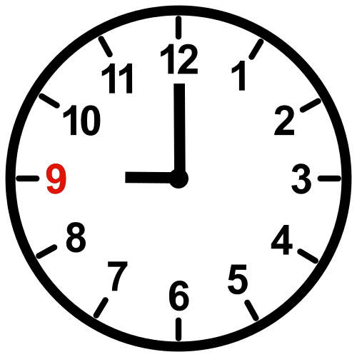 Pictograma de 9:00h para niños con autismo y TEA
