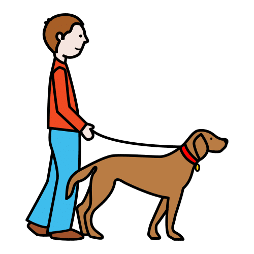 Pictograma de pasear al perro para niños con TEA