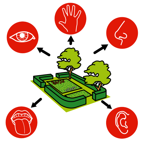 Pictograma de jardín de los sentidos para niños con TEA