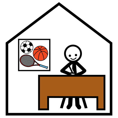 Pictograma de patronato de deportes para niños con TEA