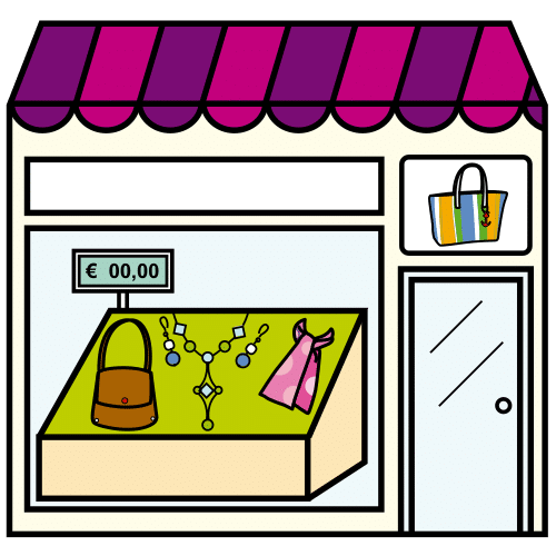 Pictograma de tienda de complementos para niños con TEA