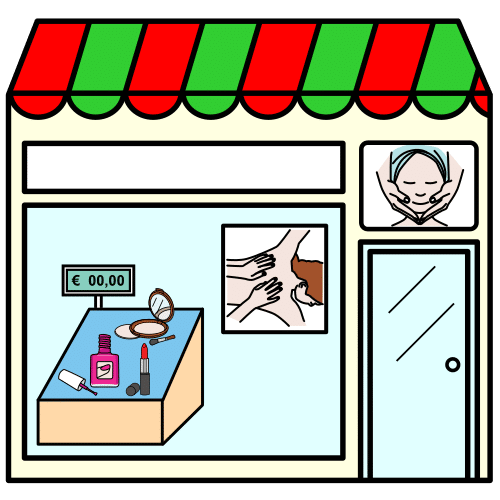 Pictograma de tienda de estética para niños con TEA