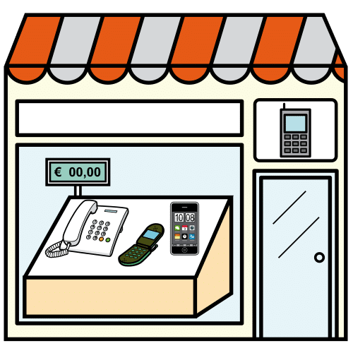 Pictograma de tienda de telefonía para niños con TEA