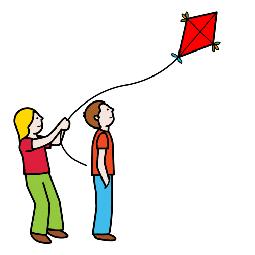 Pictograma de volar cometas para niños con autismo y TEA